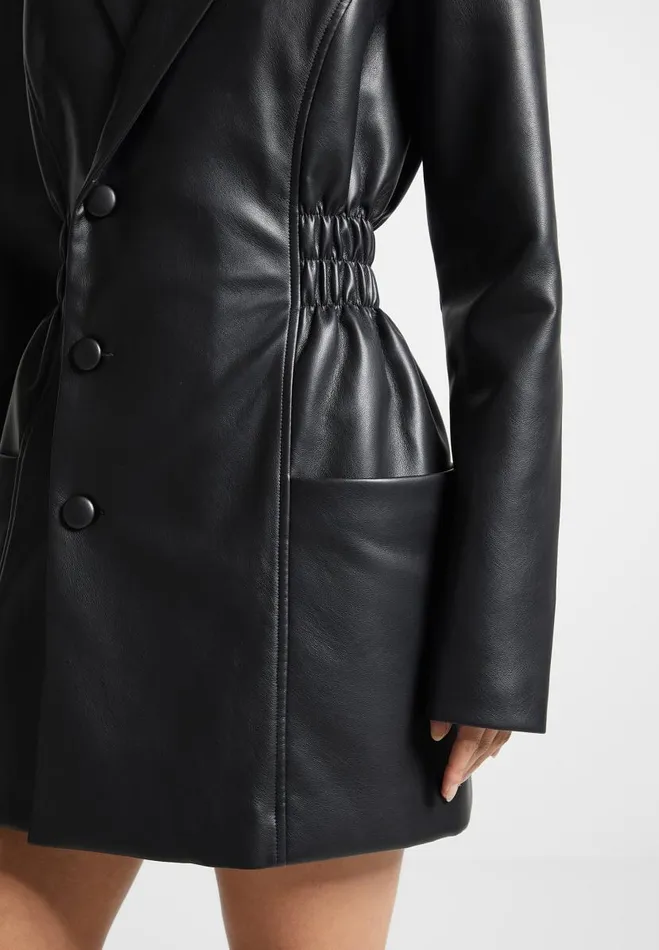 Manire De Voir Dresses Manire De Voir Woman Double Breasted Vegan Leather Blazer Dress 8211 Black