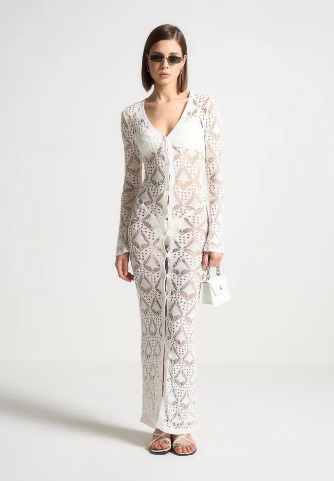 Manire De Voir Dresses Manire De Voir Woman Knit Longline Cover Up Cardigan 8211 Off White Manire De Voir Dresses Manire De Voir Woman Knit Longline Cover Up Cardigan 8211 Off White