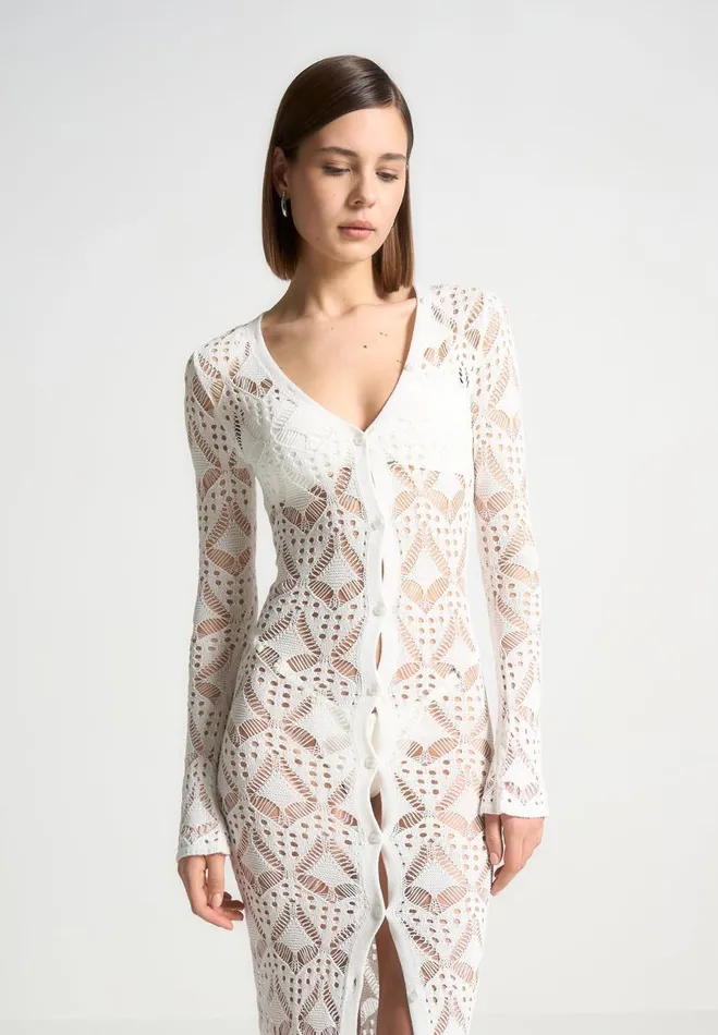 Manire De Voir Dresses Manire De Voir Woman Knit Longline Cover Up Cardigan 8211 Off White