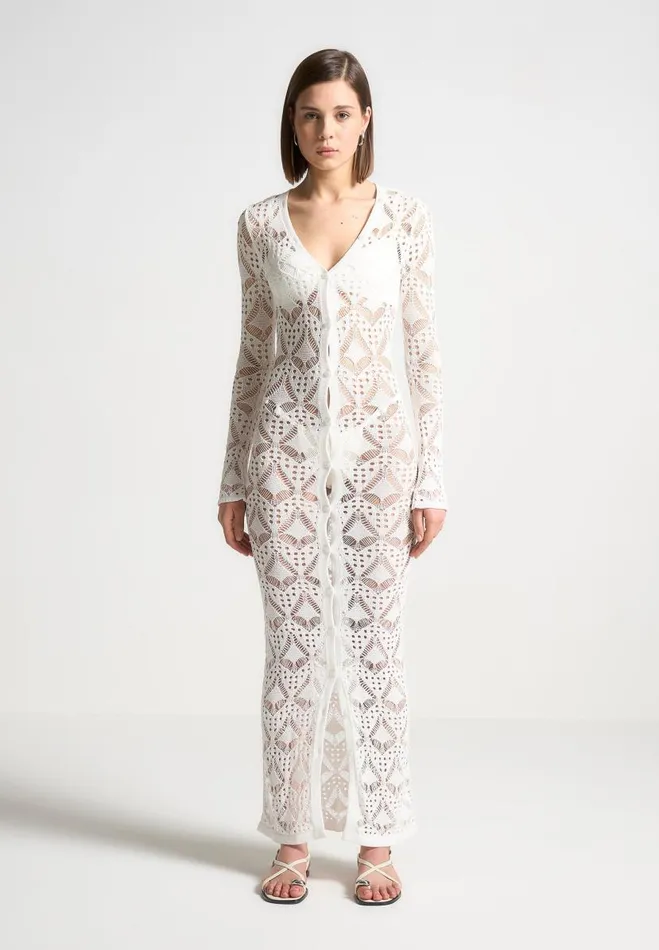 Manire De Voir Dresses Manire De Voir Woman Knit Longline Cover Up Cardigan 8211 Off White