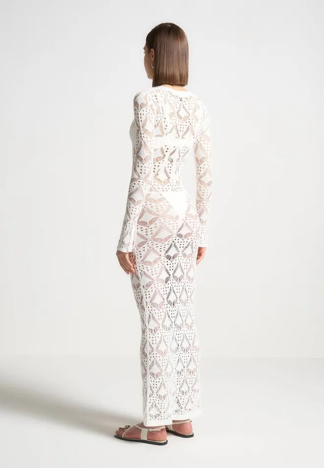 Manire De Voir Dresses Manire De Voir Woman Knit Longline Cover Up Cardigan 8211 Off White