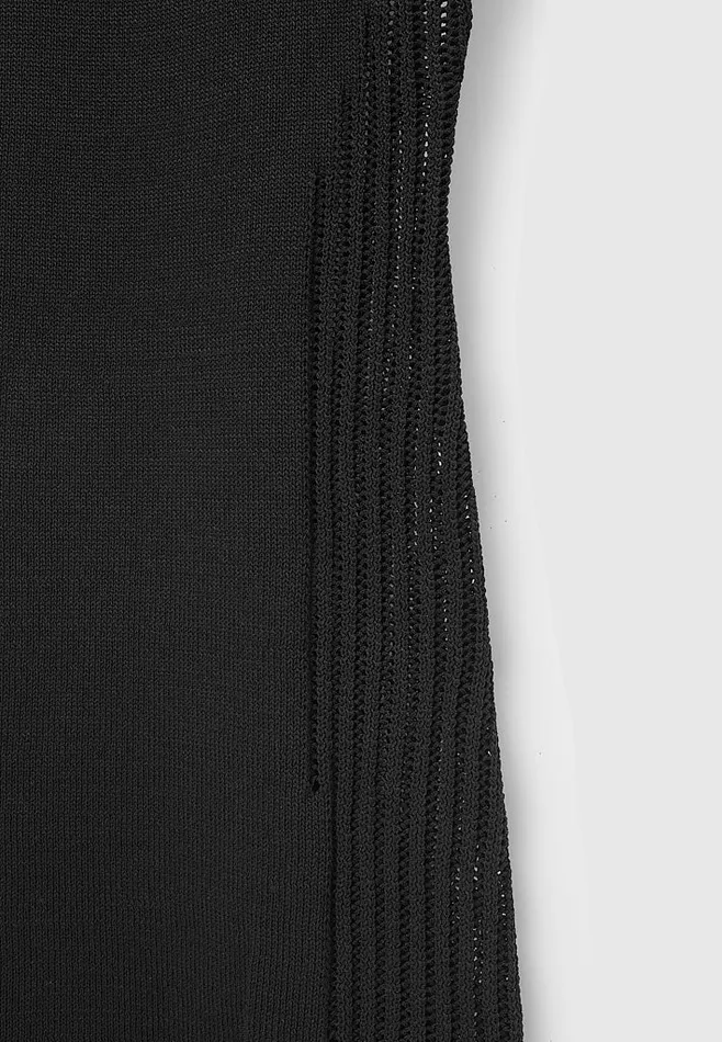 Manire De Voir Dresses Manire De Voir Woman Knitted Contour Dress With Vegan Leather Sleeves 8211 Black