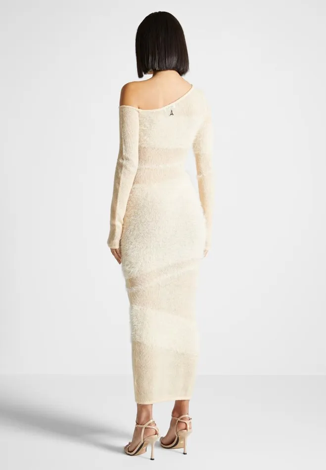 Manire De Voir Dresses Manire De Voir Woman Off Shoulder Knitted Maxi Dress 8211 Beige