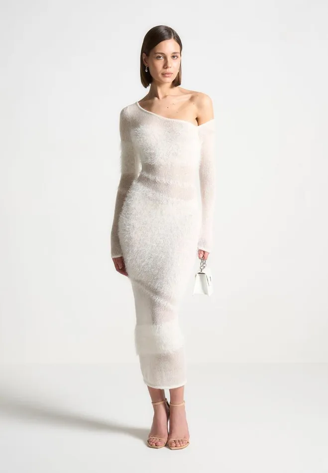 Manire De Voir Dresses Manire De Voir Woman Off Shoulder Knitted Maxi Dress 8211 Off White Manire De Voir Dresses Manire De Voir Woman Off Shoulder Knitted Maxi Dress 8211 Off White