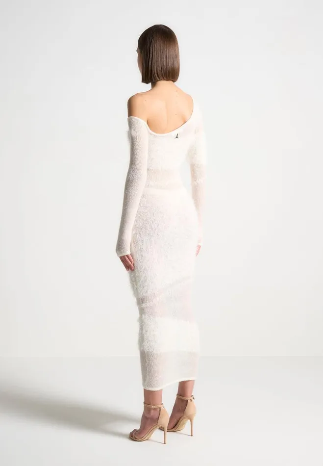Manire De Voir Dresses Manire De Voir Woman Off Shoulder Knitted Maxi Dress 8211 Off White