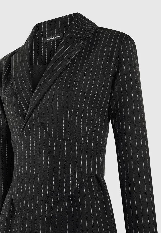Manire De Voir Dresses Manire De Voir Woman Pinstripe Blazer Dress With Reversible Corset 8211 Black