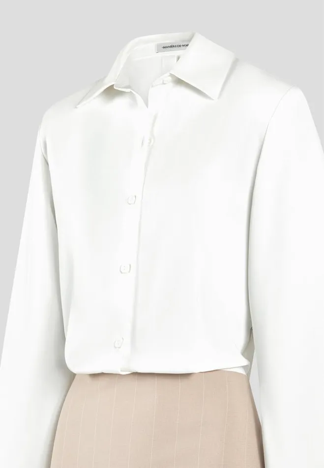 Manire De Voir Dresses Manire De Voir Woman Pinstripe Skirt Shirt Dress 8211 WhiteBeige