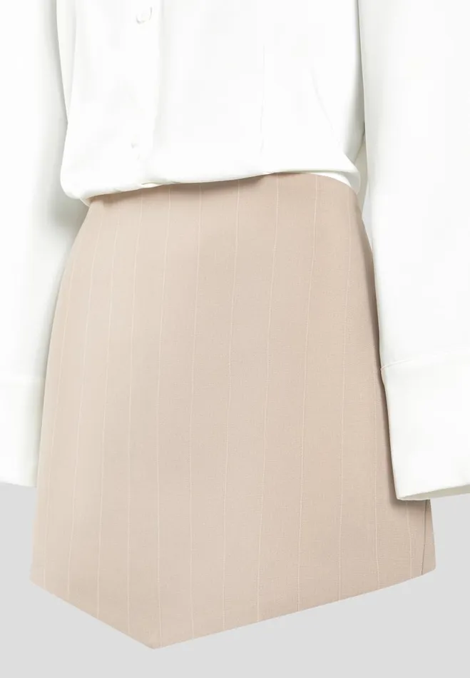 Manire De Voir Dresses Manire De Voir Woman Pinstripe Skirt Shirt Dress 8211 WhiteBeige