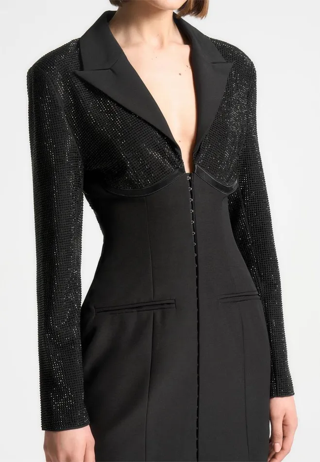 Manire De Voir Dresses Manire De Voir Woman Rhinestone Corset Blazer Dress 8211 Black