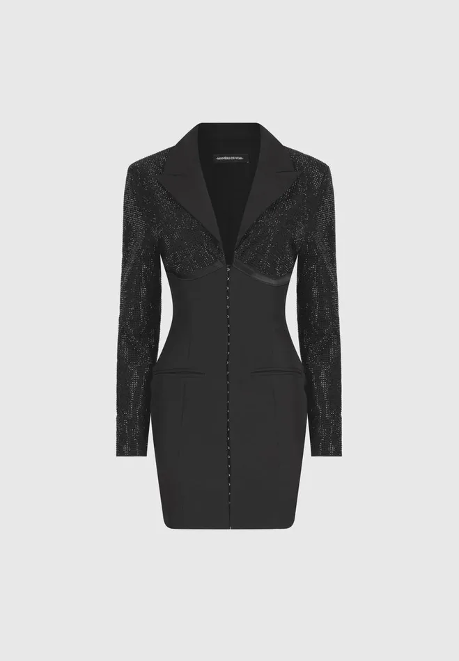 Manire De Voir Dresses Manire De Voir Woman Rhinestone Corset Blazer Dress 8211 Black