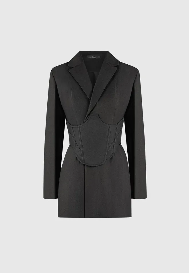 Manire De Voir Dresses Manire De Voir Woman Tailored Blazer Dress With Reversible Corset 8211 Black