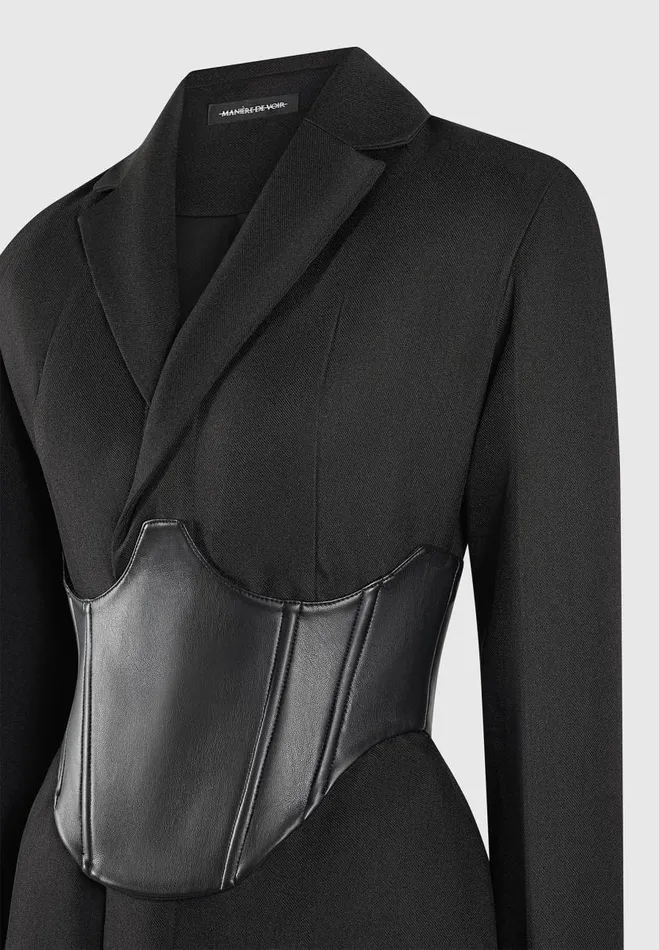 Manire De Voir Dresses Manire De Voir Woman Tailored Blazer Dress With Reversible Corset 8211 Black
