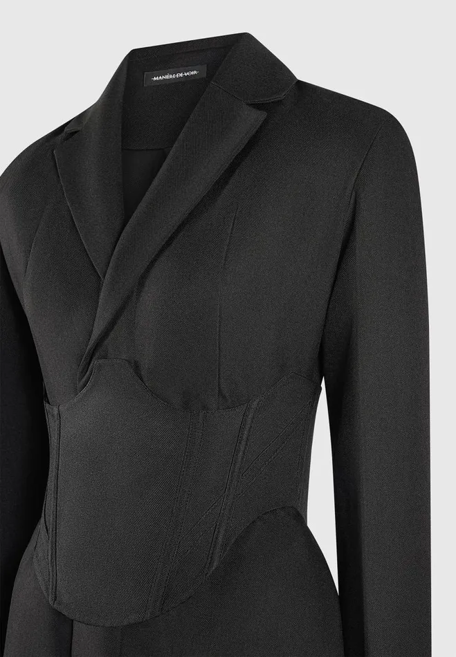 Manire De Voir Dresses Manire De Voir Woman Tailored Blazer Dress With Reversible Corset 8211 Black