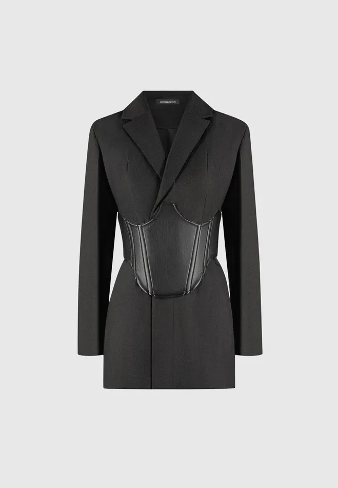 Manire De Voir Dresses Manire De Voir Woman Tailored Blazer Dress With Reversible Corset 8211 Black