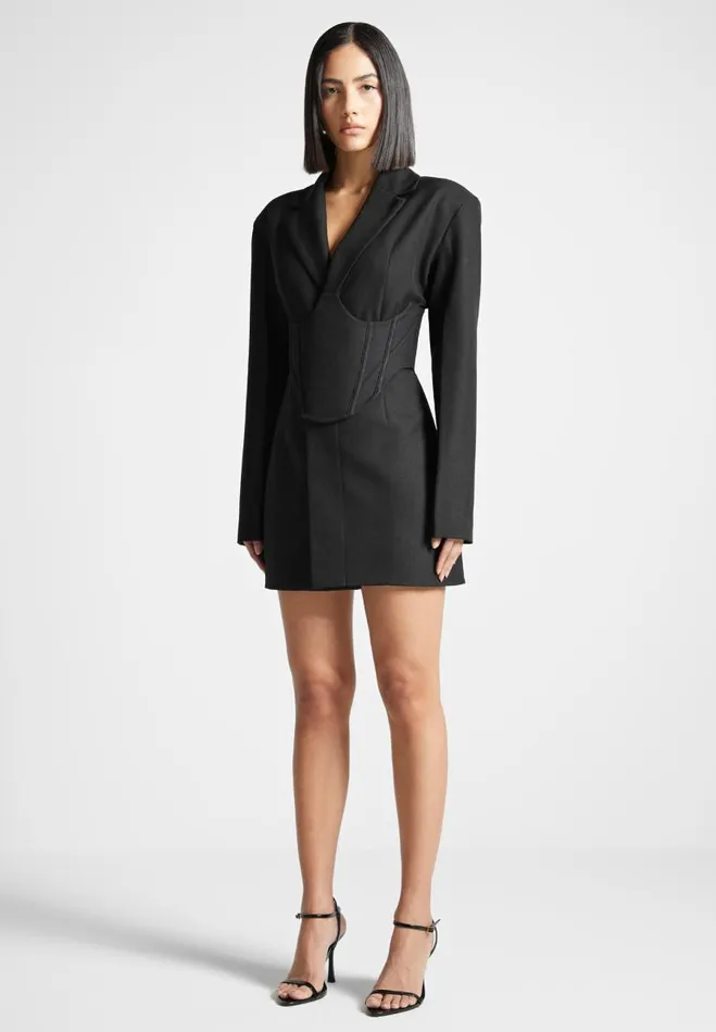 Manire De Voir Dresses Manire De Voir Woman Tailored Blazer Dress With Reversible Corset 8211 Black