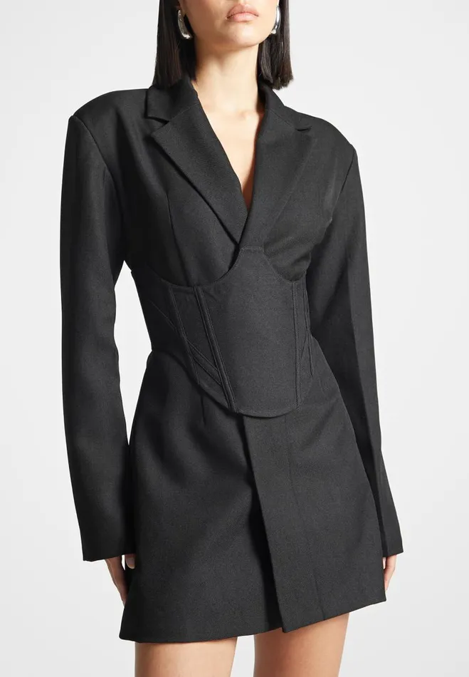 Manire De Voir Dresses Manire De Voir Woman Tailored Blazer Dress With Reversible Corset 8211 Black