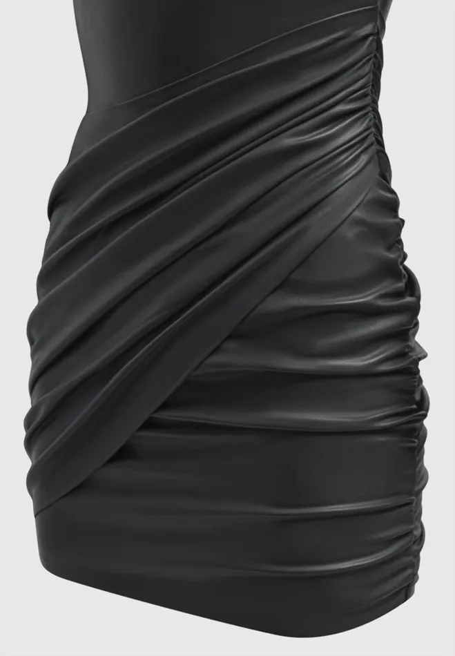 Manire De Voir Dresses Manire De Voir Woman Vegan Leather Gathered Dress 8211 Black
