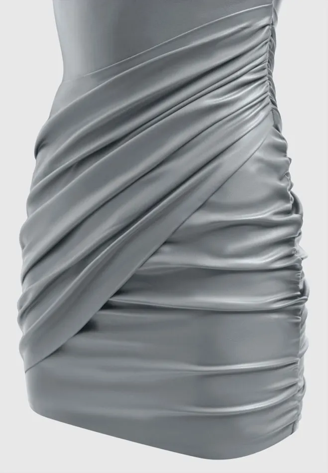 Manire De Voir Dresses Manire De Voir Woman Vegan Leather Gathered Dress 8211 Grey