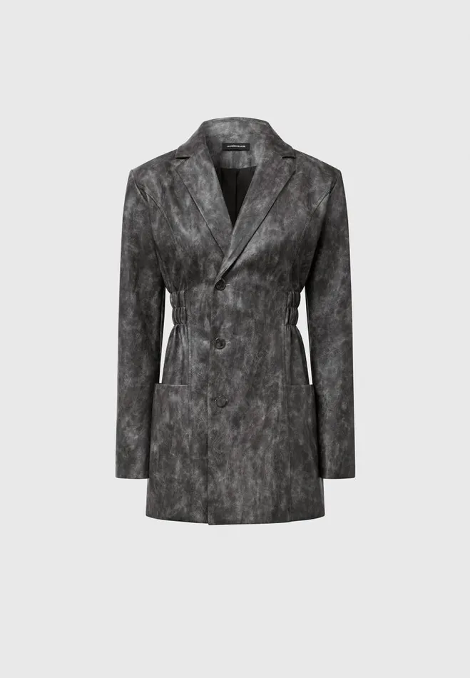Manire De Voir Dresses Manire De Voir Woman Vintage Double Breasted Vegan Leather Blazer Dress 8211 Grey