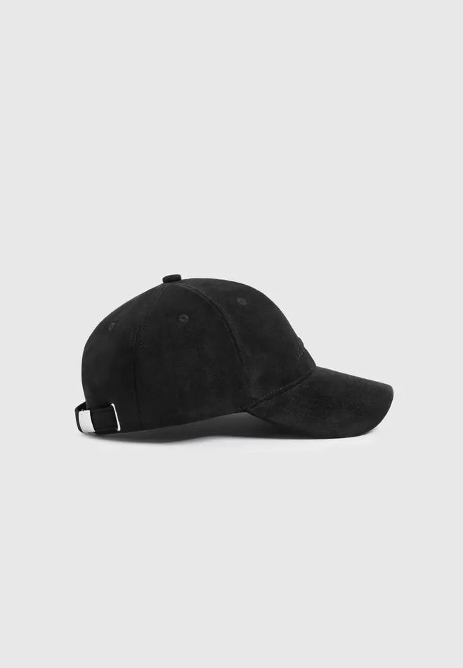 Manire De Voir Hats Manire De Voir WomanManire De Voir Man Signature Suede Cap 8211 Black