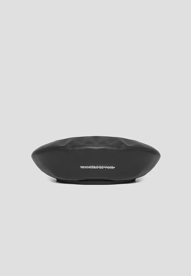 Manire De Voir Hats Manire De Voir Woman Vegan Leather Beret 8211 Black