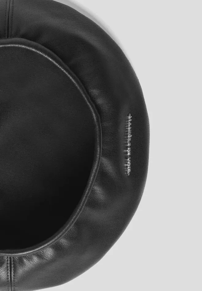 Manire De Voir Hats Manire De Voir Woman Vegan Leather Beret 8211 Black