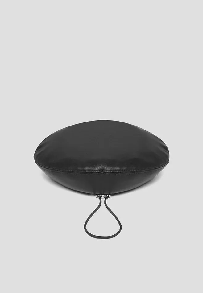 Manire De Voir Hats Manire De Voir Woman Vegan Leather Beret 8211 Black