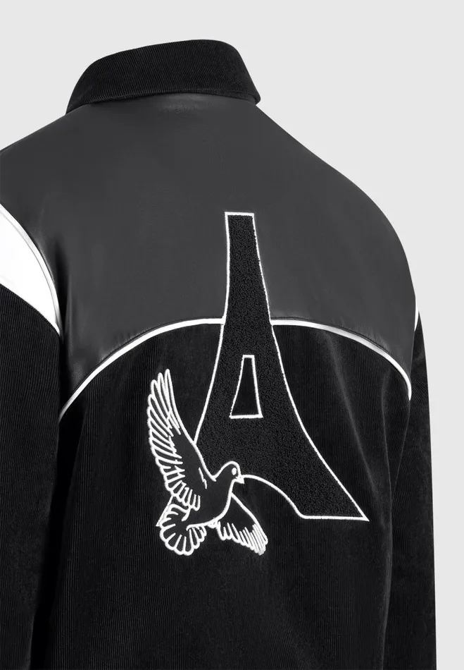 Manire De Voir Jackets Manire De Voir Man Raglan Corduroy Eiffel Varsity Jacket 8211 Black