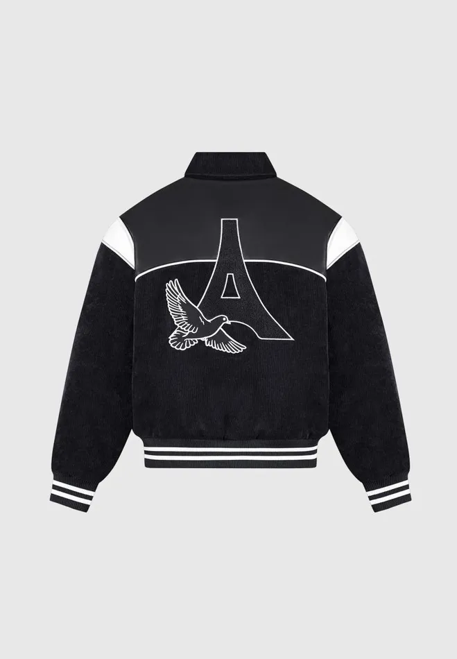 Manire De Voir Jackets Manire De Voir Man Raglan Corduroy Eiffel Varsity Jacket 8211 Black