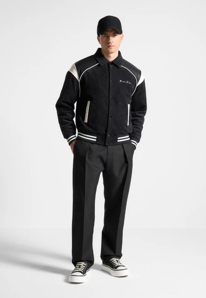 Manire De Voir Jackets Manire De Voir Man Raglan Corduroy Eiffel Varsity Jacket 8211 Black