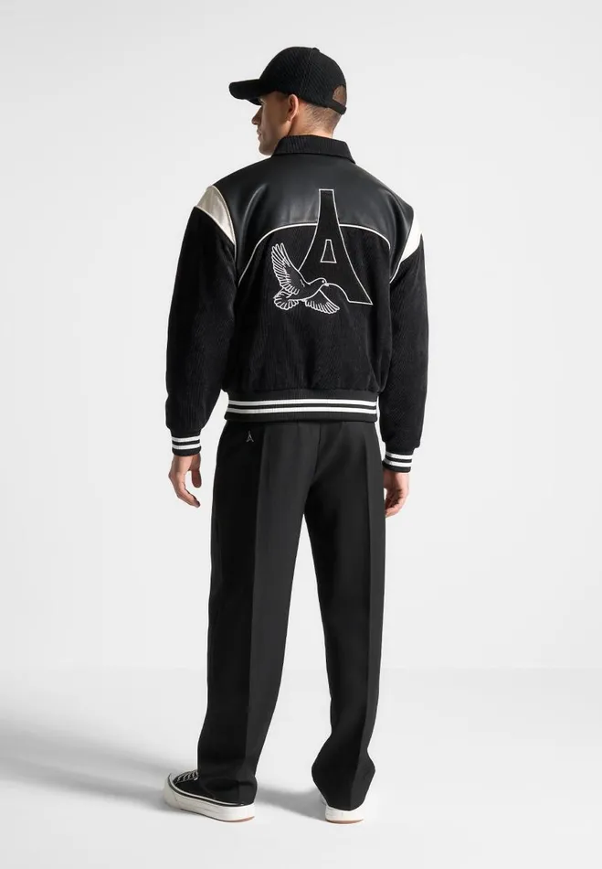 Manire De Voir Jackets Manire De Voir Man Raglan Corduroy Eiffel Varsity Jacket 8211 Black