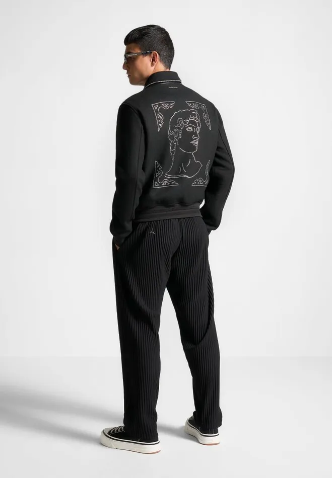 Manire De Voir Jackets Manire De Voir Man Rhinestone Wool Blend Varsity Jacket 8211 Black