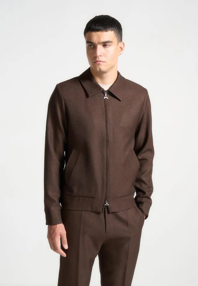 Manire De Voir Jackets Manire De Voir Man Tailored Harrington Jacket 8211 Brown