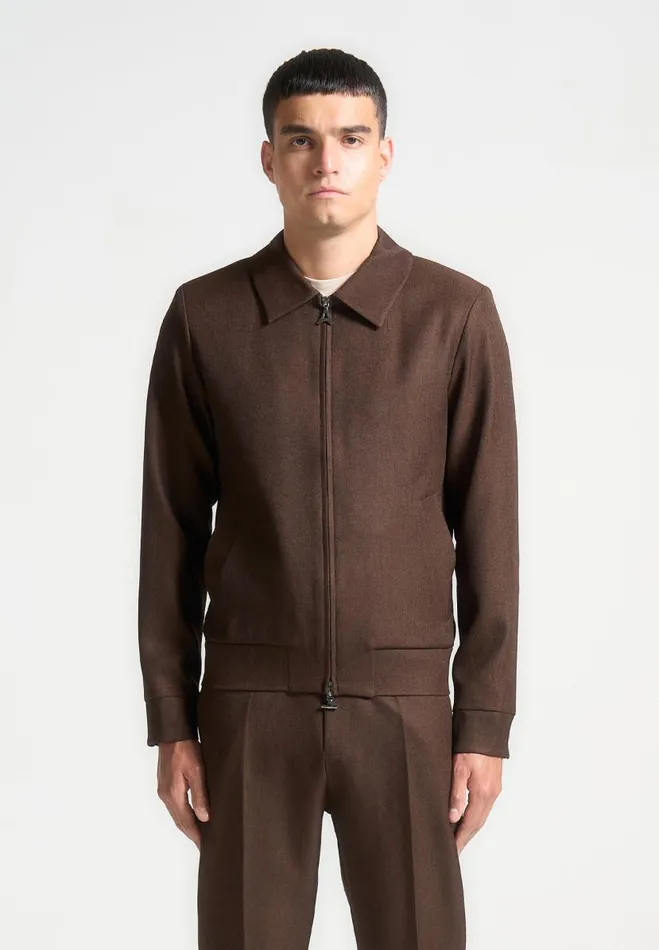 Manire De Voir Jackets Manire De Voir Man Tailored Harrington Jacket 8211 Brown