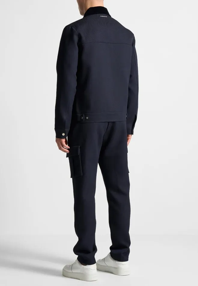 Manire De Voir Jackets Manire De Voir Man Twill Trucker Jacket With Velvet Collar 8211 Navy