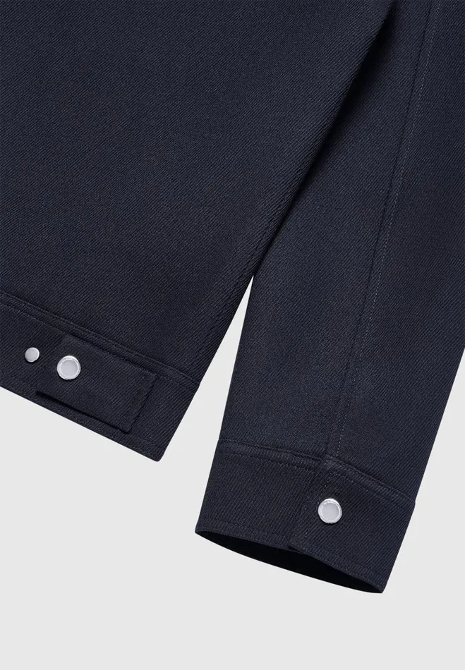 Manire De Voir Jackets Manire De Voir Man Twill Trucker Jacket With Velvet Collar 8211 Navy
