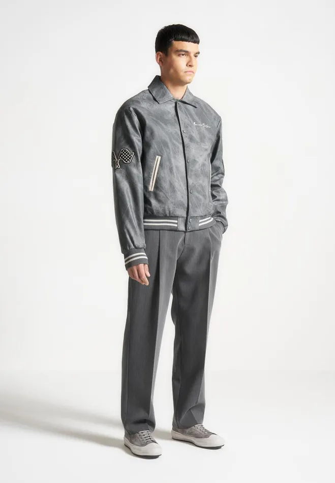 Manire De Voir Jackets Manire De Voir Man Vintage Marble Varsity Jacket 8211 Grey