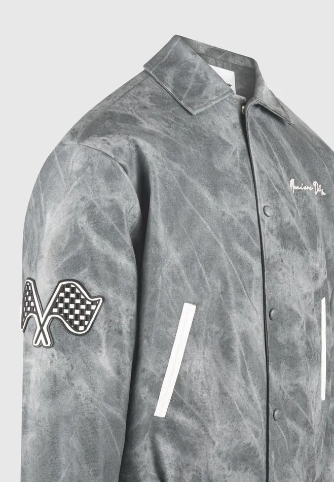 Manire De Voir Jackets Manire De Voir Man Vintage Marble Varsity Jacket 8211 Grey