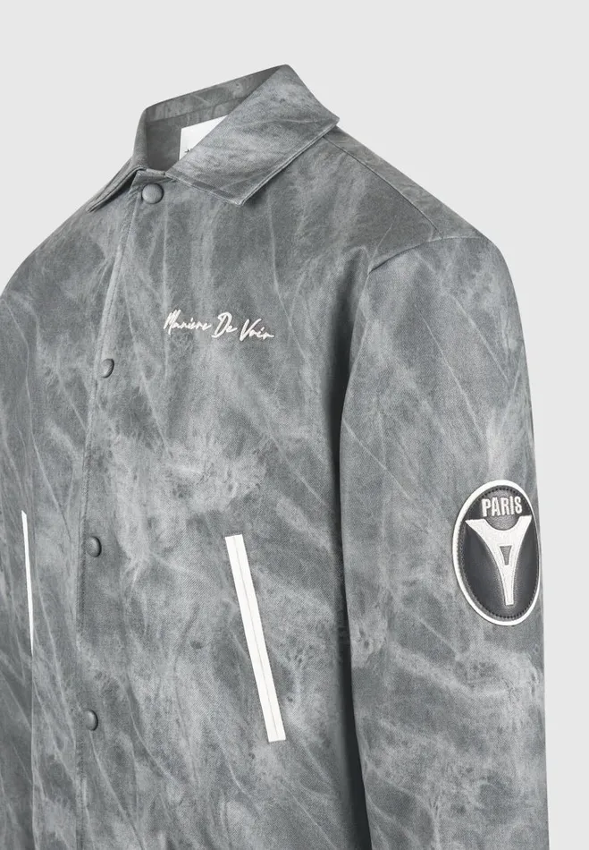 Manire De Voir Jackets Manire De Voir Man Vintage Marble Varsity Jacket 8211 Grey