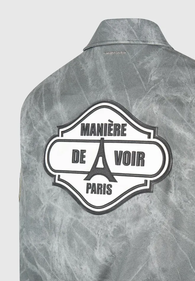 Manire De Voir Jackets Manire De Voir Man Vintage Marble Varsity Jacket 8211 Grey