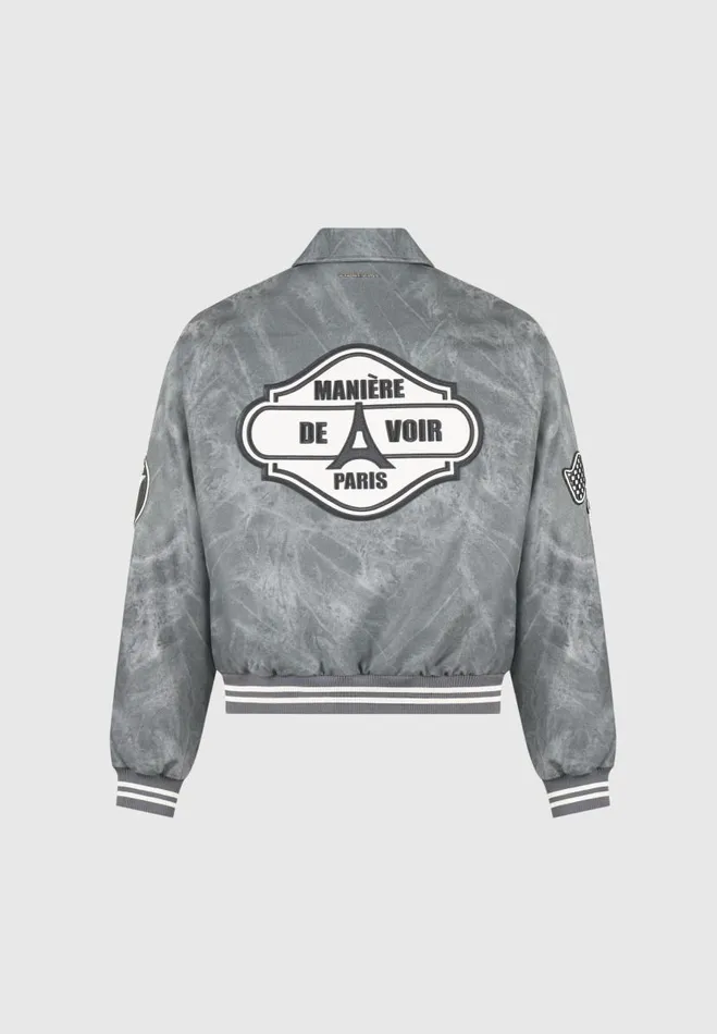 Manire De Voir Jackets Manire De Voir Man Vintage Marble Varsity Jacket 8211 Grey