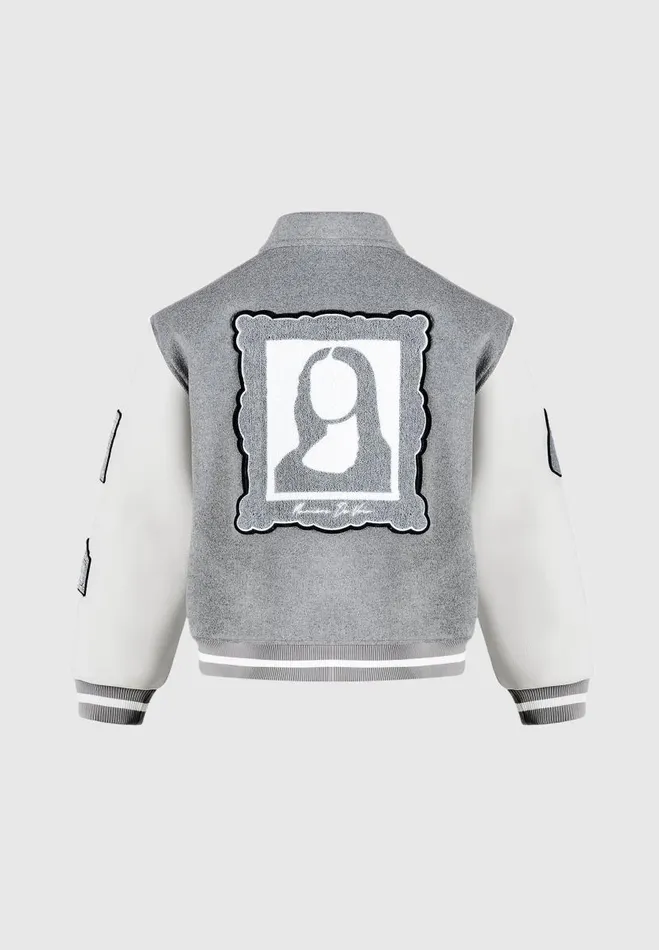 Manire De Voir Jackets Manire De Voir Man Wool Blend Mona Lisa Varsity Jacket 8211 Grey