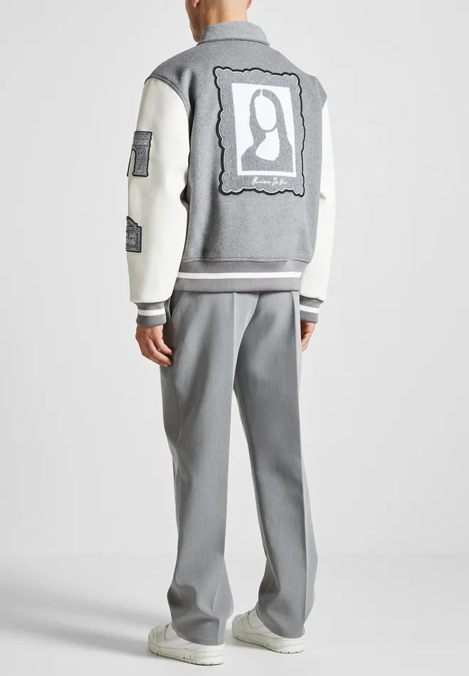 Manire De Voir Jackets Manire De Voir Man Wool Blend Mona Lisa Varsity Jacket 8211 Grey