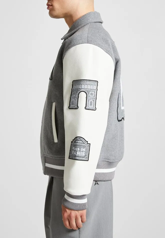 Manire De Voir Jackets Manire De Voir Man Wool Blend Mona Lisa Varsity Jacket 8211 Grey