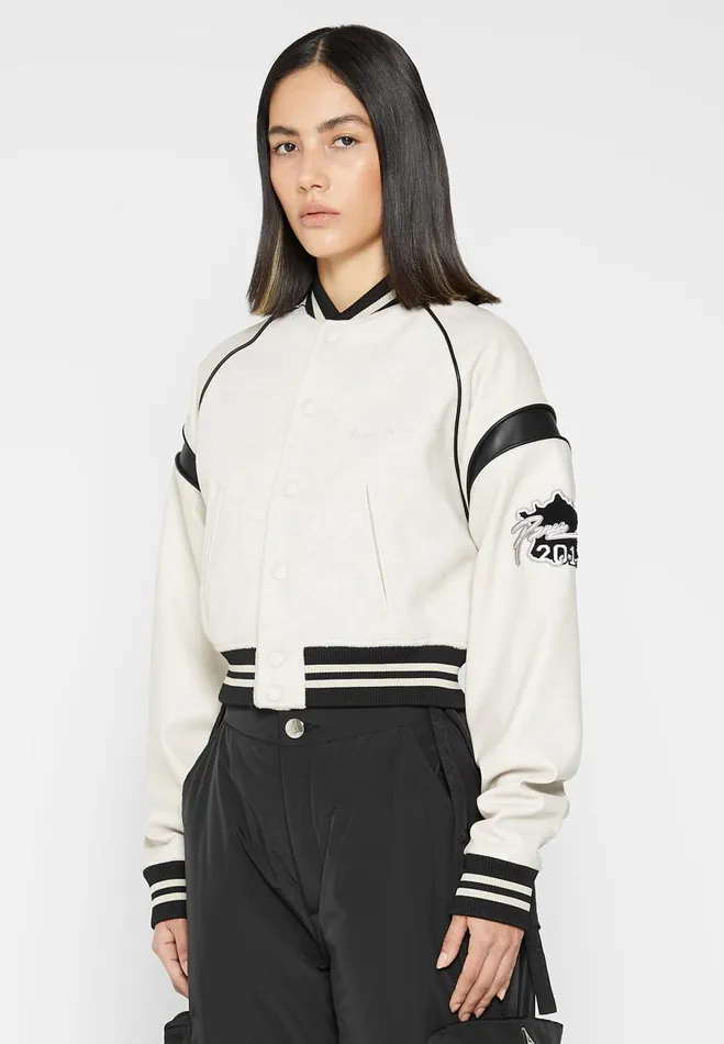 Manire De Voir Jackets Manire De Voir Woman Eiffel Varsity Jacket 8211 Beige