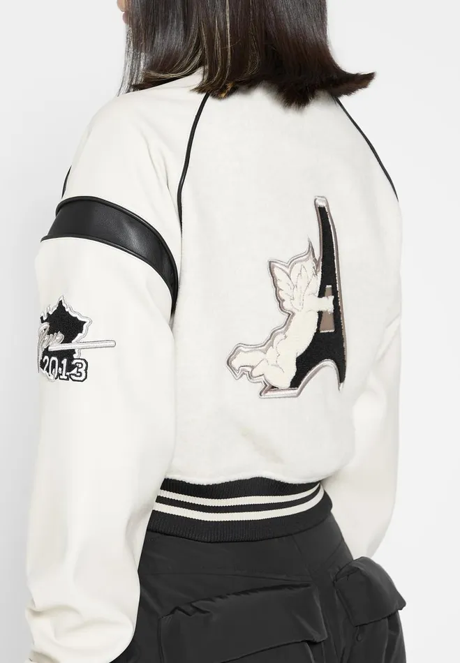 Manire De Voir Jackets Manire De Voir Woman Eiffel Varsity Jacket 8211 Beige