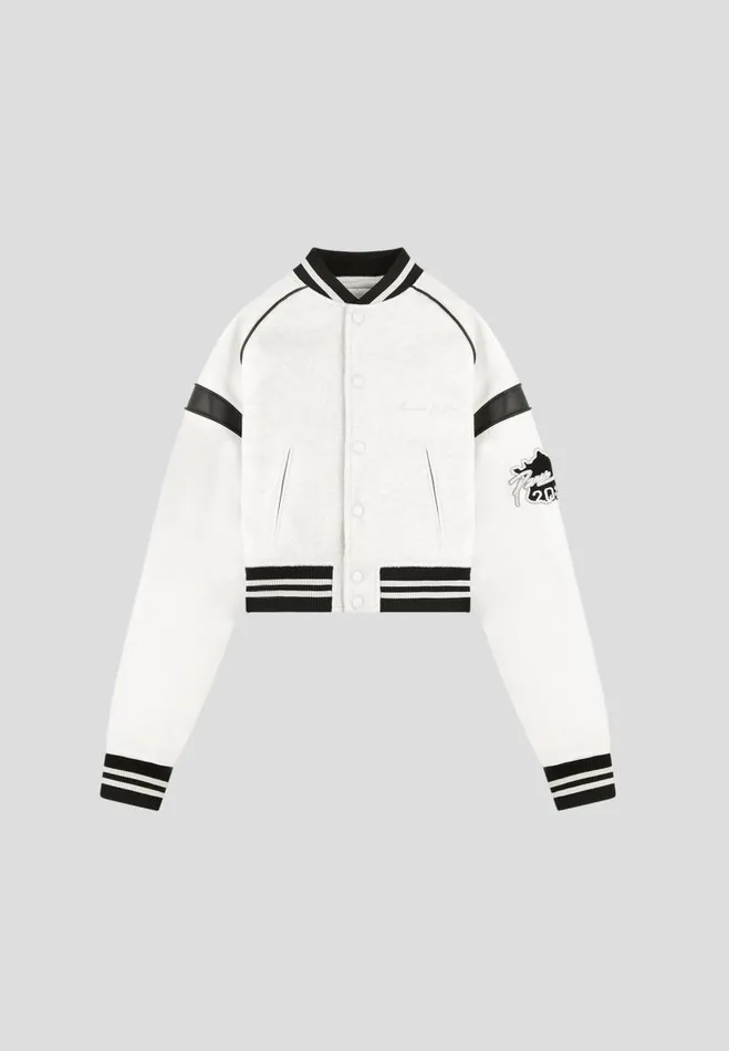 Manire De Voir Jackets Manire De Voir Woman Eiffel Varsity Jacket 8211 Beige