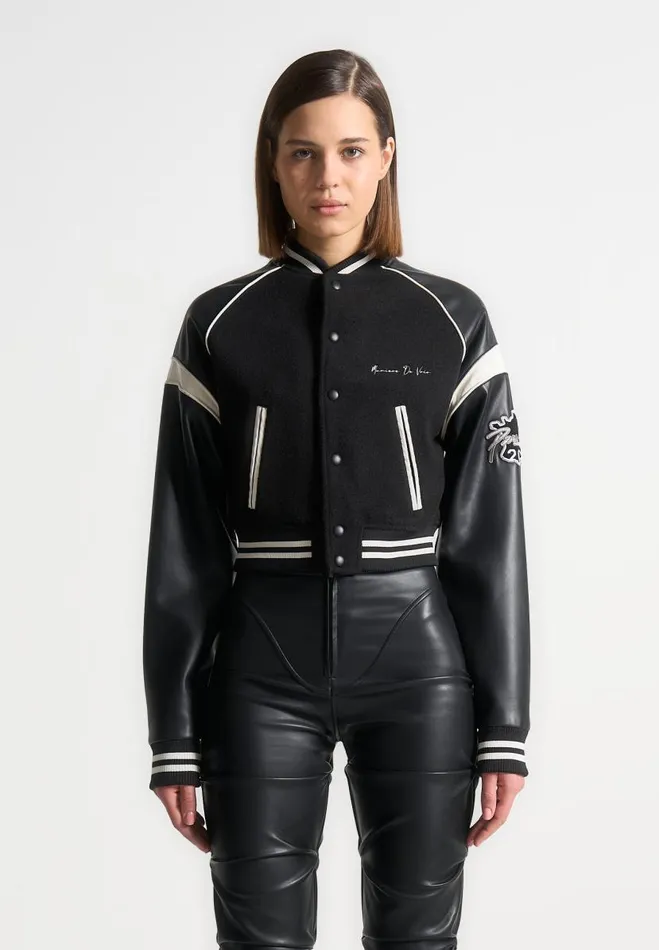 Manire De Voir Jackets Manire De Voir Woman Eiffel Varsity Jacket 8211 Black