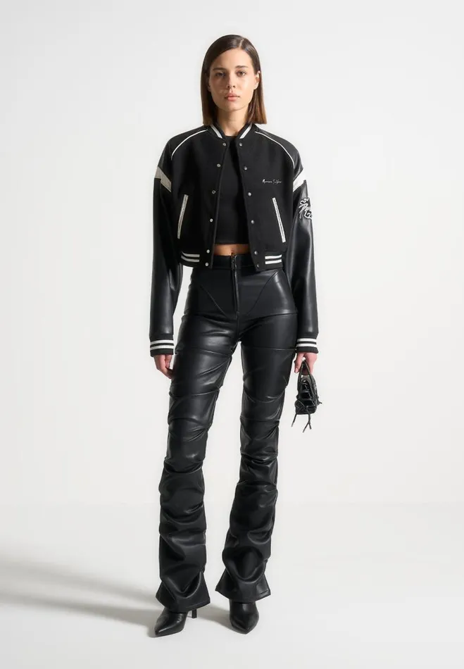 Manire De Voir Jackets Manire De Voir Woman Eiffel Varsity Jacket 8211 Black