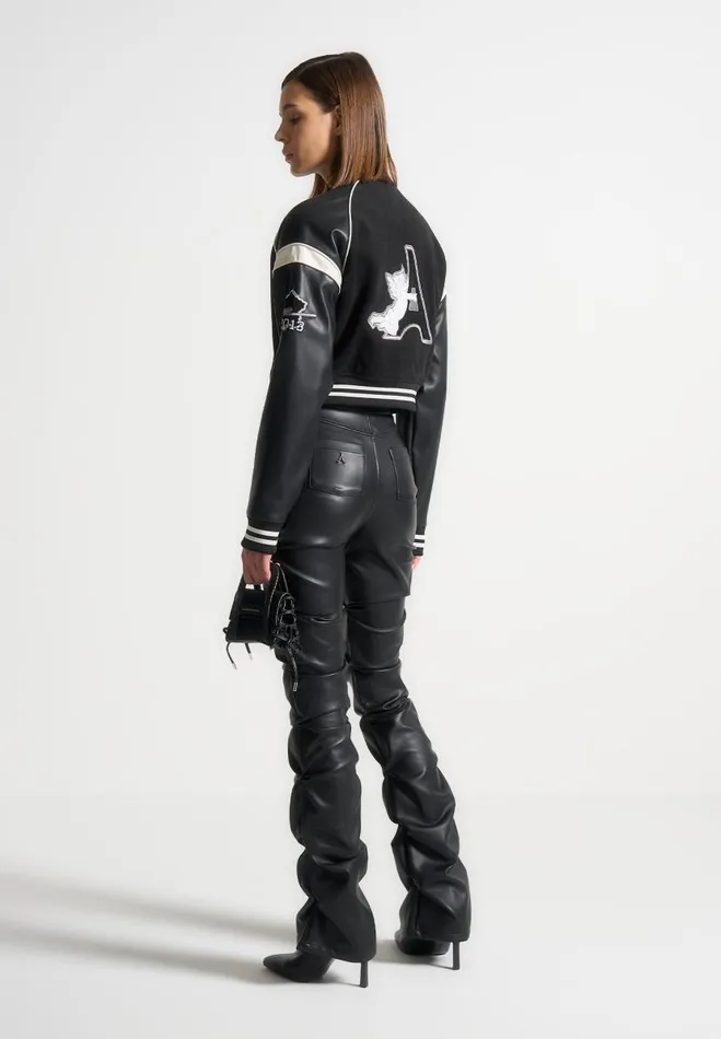 Manire De Voir Jackets Manire De Voir Woman Eiffel Varsity Jacket 8211 Black
